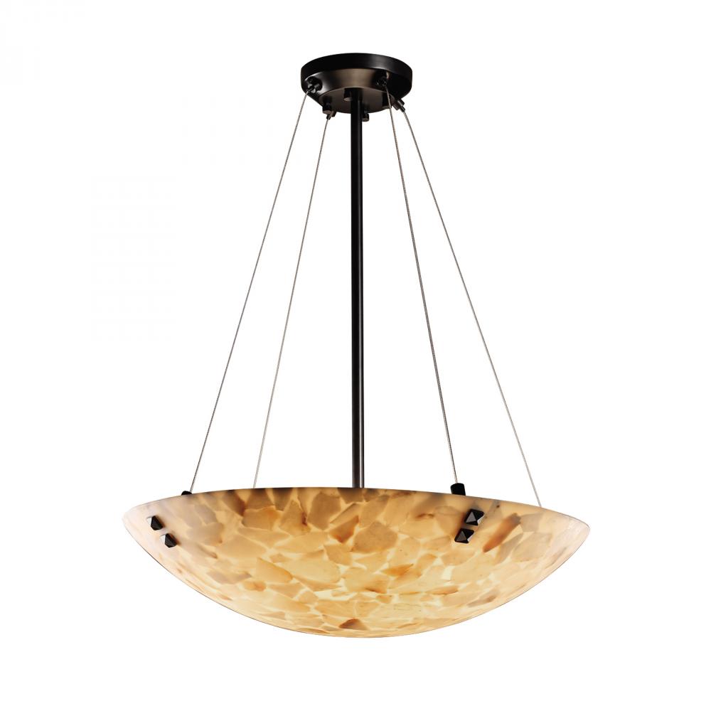 24" LED Pendant Bowl w/ Concentric Circles Finials