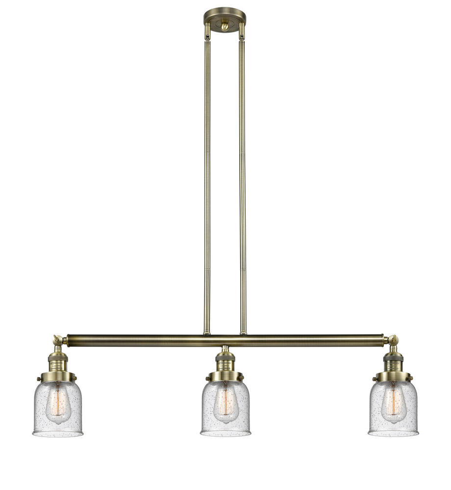 Bell - 3 Light - 38 inch - Antique Brass - Stem Hung - Adjustable Island Light