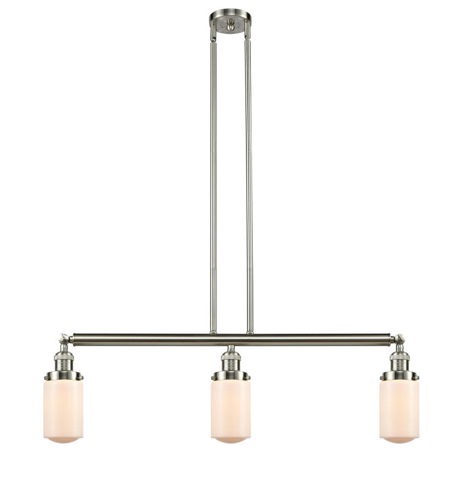 Dover - 3 Light - 37 inch - Brushed Satin Nickel - Stem Hung - Adjustable Island Light