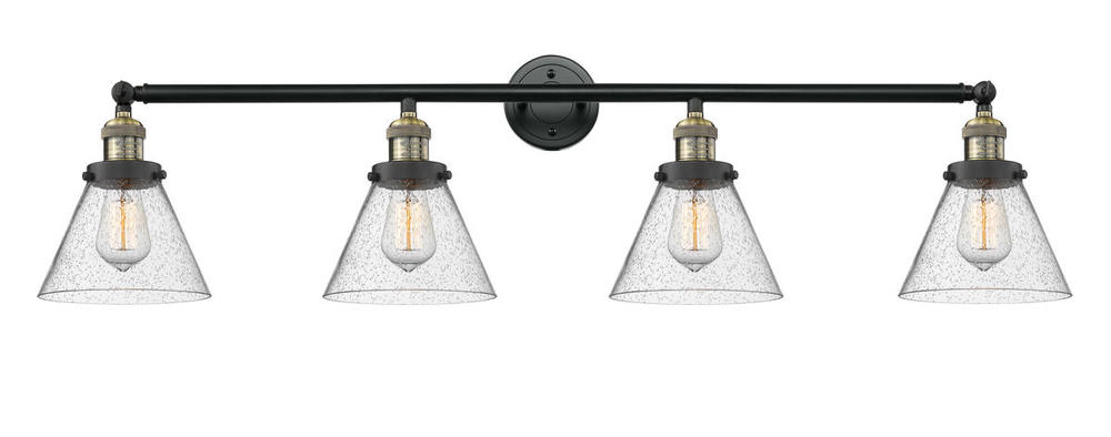Cone - 4 Light - 44 inch - Black Antique Brass - Adjustable Bath Vanity Light