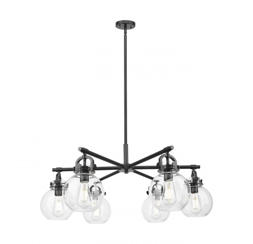 Newton Sphere - 6 Light - 26 inch - Satin Nickel - Chandelier