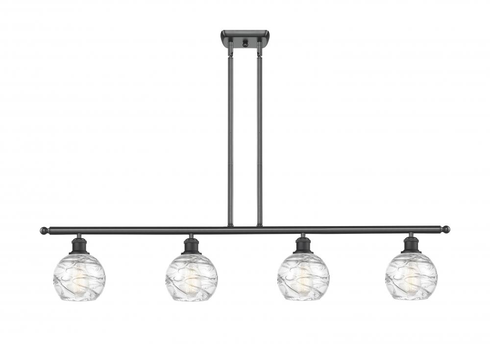 Athens Deco Swirl - 4 Light - 48 inch - Matte Black - Cord hung - Island Light