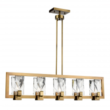 ZEEV Lighting CD10344-5-AGB - Horizon 46" 5-Light, Crystal Linear Pendant in Aged Brass