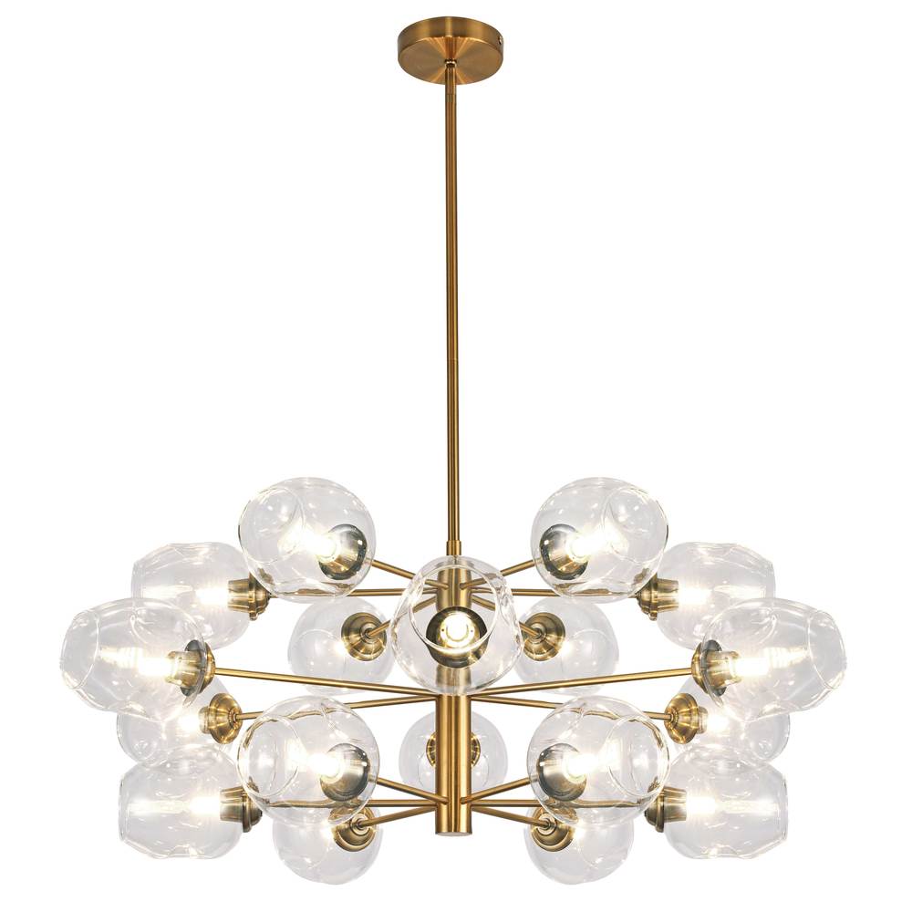 18 Light Halogen Chandelier Vintage Bronze with Clear Glass
